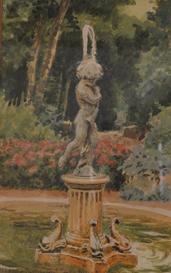 S.P. Cockerell, set of four watercolours, Westport House views including the fountain, September 1st 1917, each inscribed, 21 x 13cm, three framed. Condition - fair, would benefit from a clean